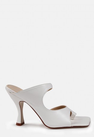 MISSGUIDED white double strap mule / square toe mules