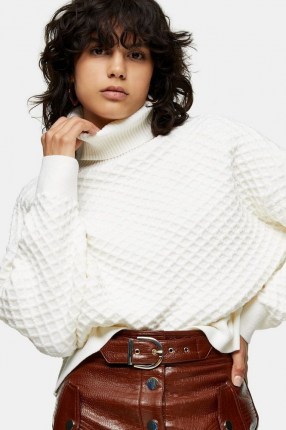 Topshop White Quilted Oversized Knitted Sweatshirt | honeycomb style knits