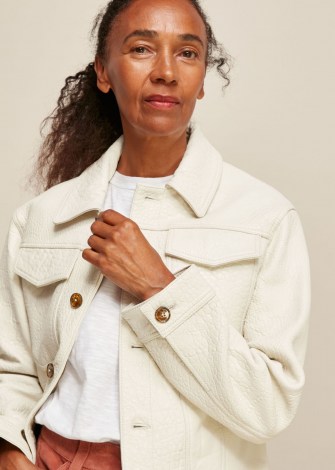WHISTLES WESTERN LEATHER JACKET / casual luxe white jackets - flipped