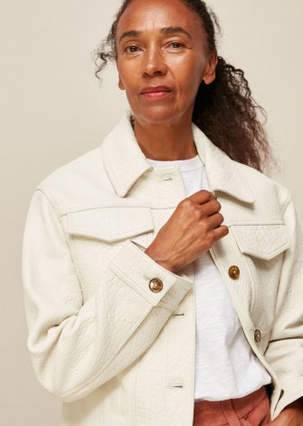 WHISTLES WESTERN LEATHER JACKET / casual luxe white jackets