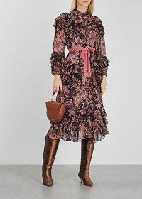 ZIMMERMANN Lucky floral-print silk-chiffon midi dress – romantic ruffled dresses