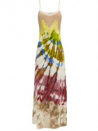 GABRIELA HEARST Adolphine lace-trimmed tie-dye flannel maxi dress / multicoloured skinny strap dresses - flipped