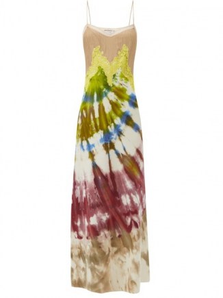 GABRIELA HEARST Adolphine lace-trimmed tie-dye flannel maxi dress / multicoloured skinny strap dresses