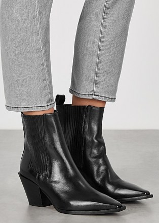 AEYDE Kate 80 black leather ankle boots ~ western style footwear - flipped
