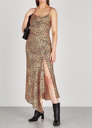 ALICE + OLIVIA Harmony leopard-print satin maxi dress – animal prints