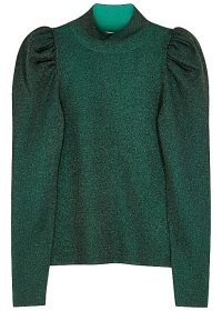 ALICE + OLIVIA Issa green metallic-weave wool-blend jumper / evening knitwear