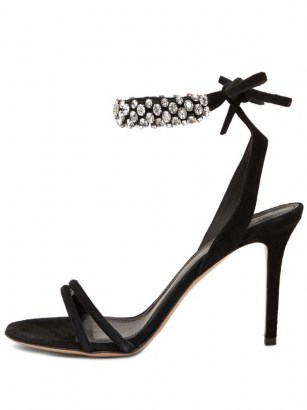 ISABEL MARANT Alrina crystal-embellished suede sandals ~ glamorous black evening heels - flipped