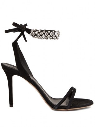 ISABEL MARANT Alrina crystal-embellished suede sandals ~ glamorous black evening heels
