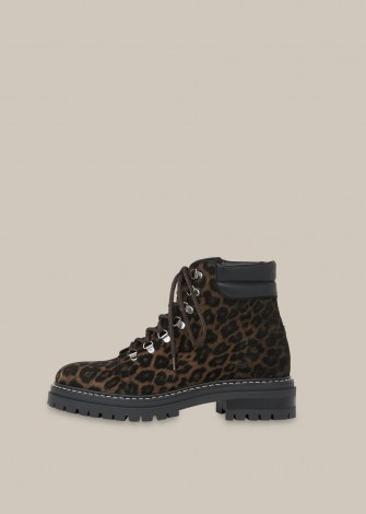 WHISTLES AMBER LEOPARD LACE UP BOOT / animal print combat boots - flipped