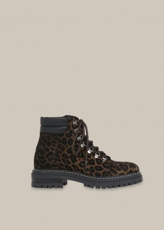WHISTLES AMBER LEOPARD LACE UP BOOT / animal print combat boots