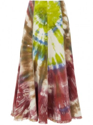 GABRIELA HEARST Amy fringed tie-dye flannel midi skirt | multicoloured skirts