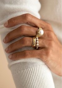 ANNA BECK REIMAGINED PEARL MULTI STONE RING – GOLD / boho rings / pearls / bohemian jewellery