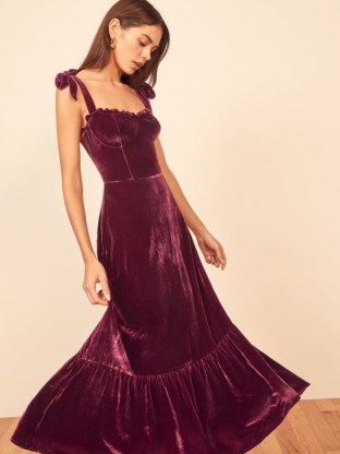Reformation Antoinette Dress in Plum | fitted bodice - flipped