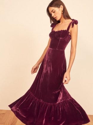 Reformation Antoinette Dress in Plum | fitted bodice