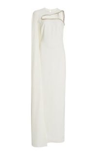 Stella McCartney Arlette Crystal-Cutout Crepe Cape Gown – designer evening gowns – cut out crystal trim event wear