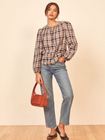 REFORMATION Autumn Top Evening Plaid ~ checked tops - flipped
