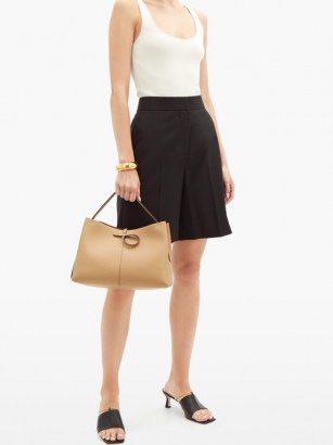 WANDLER Ava medium smooth-leather tote bag ~ beige shoulder bags ~ neutral top hand handbag