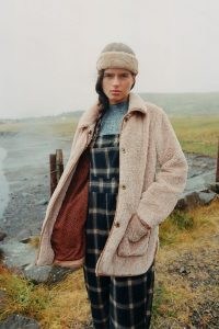 ANTHROPOLOGIE Amina Sherpa Coat / texture beige coats / faux fur winter jackets