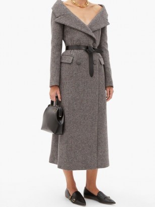 ALTUZARRA Barbara off-shoulder wool-blend coat ~ vintage style bardot coats ~ off the shoulder outerwear