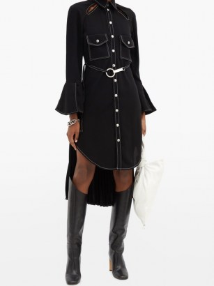 THEBE MAGUGU Belted topstitched crepe dress ~ LBD ~ high low hemline dresses ~ cut out details - flipped