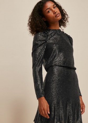 WHISTLES CARLY SEQUIN FLIPPY SKIRT / shiny skirts / sequined party clothing - flipped