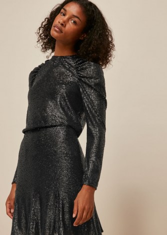 WHISTLES CARLY SEQUIN FLIPPY SKIRT / shiny skirts / sequined party clothing