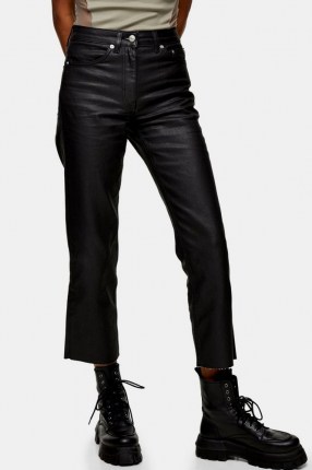 Topshop Black Coated Straight Jeans | dark demin | raw hems - flipped
