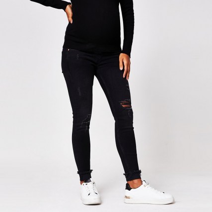 River Island Black denim Amelie maternity jeans | pregnancy fashion | ripped | distressed - flipped