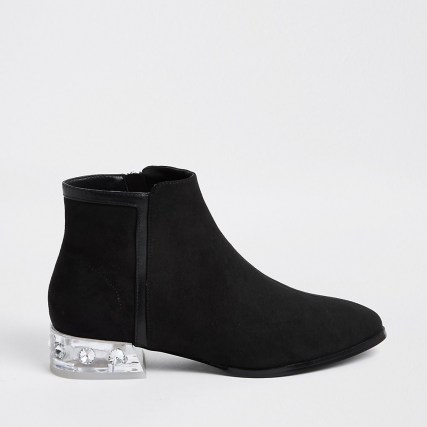 RIVER ISLAND Black perspex heel ankle boot ~ clear heeled boots - flipped
