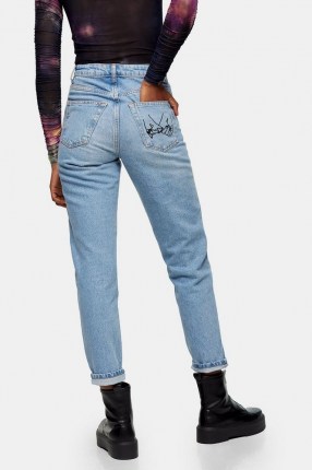 Topshop Bleach Hands Detail Mom Tapered Jeans