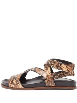EMME PARSONS Bodhi python-print leather crossover sandals / snake prints / strappy flats - flipped