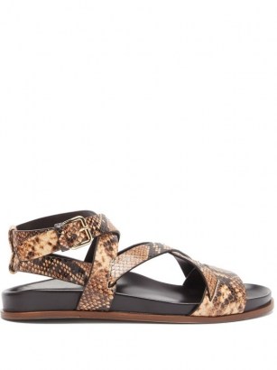 EMME PARSONS Bodhi python-print leather crossover sandals / snake prints / strappy flats