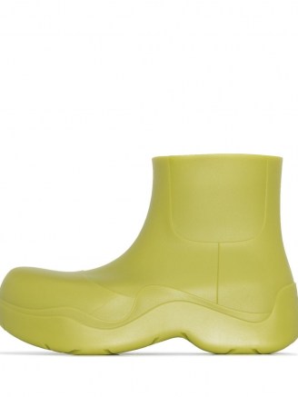 Bottega Veneta BV Puddle ankle boots in kiwi green / rubber booties - flipped