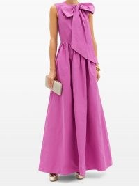 VALENTINO Bow cotton-blend faille gown – bright statement event gowns – feminine evening wear