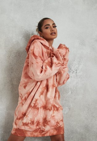 MISSGUIDED brown tie dye oversized hoodie dress – casual fashion – cool weekend look - flipped