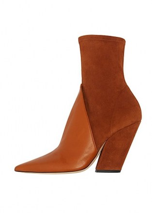 BURBERRY Panelled suede and lambskin ankle boots ~ brown panel detail boot - flipped