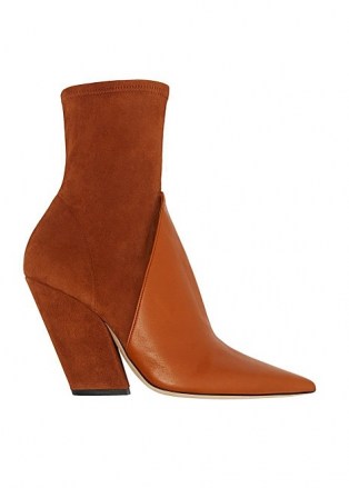BURBERRY Panelled suede and lambskin ankle boots ~ brown panel detail boot