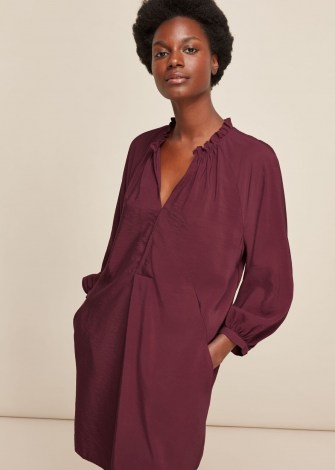 WHISTLES ENORA DRESS Burgundy / relaxed fitting dresses / colours for autumn – winter - flipped
