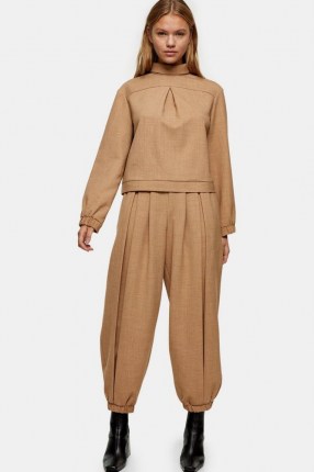 TOPSHOP Camel Luxe Tracksuit ~ light brown tracksuits ~ cuffed joggers - flipped