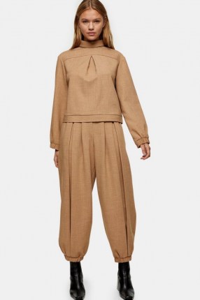 TOPSHOP Camel Luxe Tracksuit ~ light brown tracksuits ~ cuffed joggers