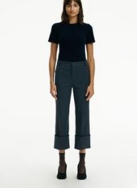 Tibi Camille Check High Cuffed Hem Cropped Pants ~ checked crop hem trousers - flipped
