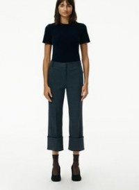 Tibi Camille Check High Cuffed Hem Cropped Pants ~ checked crop hem trousers