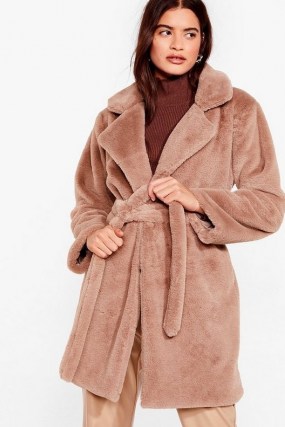 NASTY GAL Can’t Touch This Belted Faux Fur Coat - flipped