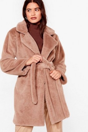 NASTY GAL Can’t Touch This Belted Faux Fur Coat