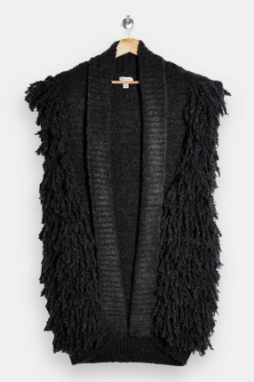 Topshop Charcoal Grey Textured Knitted Gilet ~ shaggy gilets ~ sleeveless jackets