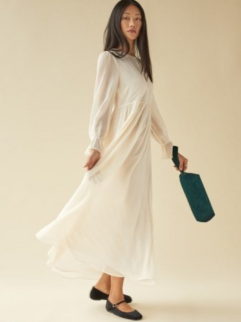 Reformation Chive Dress in Ivory ~ floaty romantic oversized dresses - flipped