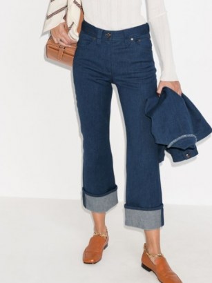 Chloé turn-up kick flare cropped jeans | designer denim - flipped