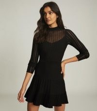 REISS CLEMMY SHEER STRIPE KNITTED DRESS BLACK / lbd / versaltile semi sheer dresses