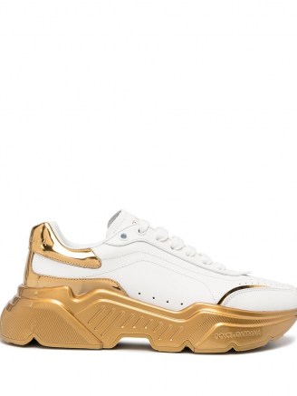 Dolce & Gabbana White and Gold Daymaster sneakers | sports luxe trainers