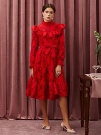 sister jane Cherry Floral Midi Dress ~ romantic red dresses ~ romance ~ feminine fashion